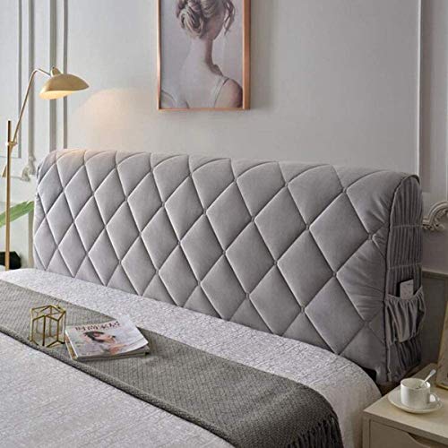 HDGZ Copri Testata Letto Matrimoniale Singolo Elastica per Letto Coprire Antipolvere in Cotone Cover Lavabile per Decorazione Camera Letto (Color : Gray, Size : 2.1m)