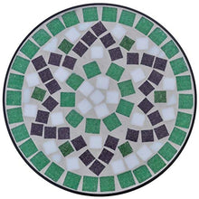 Tavolini da Appoggio Mosaico, Tavolo Mosaico Rotondo Ø 30 cm, Tavolo Mosaico in Acciaio per Piante Tavolino da Esterno, Set da Pranzo da Giardino, da Balcone (Verde e bianco)