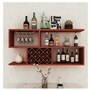 AVEO Portabottiglie di Vino Parete Vino portabottiglie in Legno massello e Supporto di Vetro Calici Gancio Living Room Ristorante Bar Mensola Vino Storage Rack Scatola per Vino