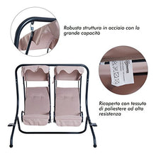 Outsunny Dondolo da Giardino 2 Posti con Sedute Separate e Tetto Parasole, Acciaio e Poliestere, 170x136x170cm Beige