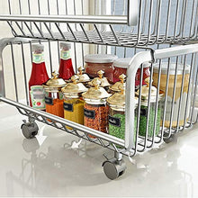 Quattro Ruote portatile strumento di archiviazione Carrello Carrello for ripiani ， Scaffali da cucina Armadietti in acciaio inossidabile di grande capacità Soggiorno Negozio di frutta Cestino for frut