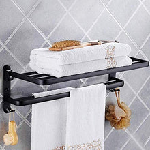 AINIYF Bagno Bagno Doccia Mensola Organizzatore Parete portasciugamani Alluminio dello Spazio Rettangolare igienici Punch Libero Hook up 2 Livello, Nero