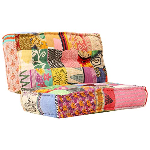 vidaXL Pouf Imbottito in Gommapiuma Divano Patchwork Divanetto Sofa Morbido Comodo Pouf Lounge Arredi Casa 100x100x20 cm in Cotone Multicolore