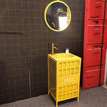 ZTGL Mobile da Bagno Industriale con Lavabo Combinato, Mobile da Bagno con Lavabo da Terra, 45x45x85 cm,Giallo,with Mirror