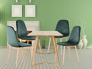 Sweethome - Set di 4 sedie da pranzo in velluto con gambe in metallo verde scuro, in morbido tessuto, completamente imbottite, per soggiorno e salotto