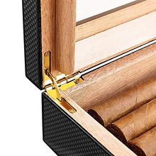 Minmin Fibra di carbonio Cigar Box Mellow Legno di Cedro Cigar Humidor grande capacità idratante di sicurezza, 259x220x68mm accessori del sigaro (Size : 259x220x68mm)
