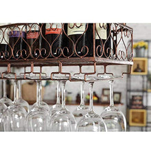 YWYW Portabottiglie Portabicchieri da Vino Portabicchieri da Champagne Portabicchiere Portabottiglie da Appendere in Ferro battuto Europeo (Marrone) (Dimensioni: 80 * 25 cm)