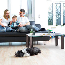 Relaxdays Tavolino da Divano, Gambe in MDF, Ripiano in Vetro Temperato, Moderno, 110x60x40 cm, Trasparente/Marrone, 1 Pz