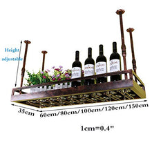 Wine Rack, Vino Rack Hanging Wine Glass Cup Rack metallo dell'annata Ferro soffitto Wine Rack decorazioni scaffale vino Bottle Holder regolabile in altezza scaffali galleggiante Pub Universale Rack, 1