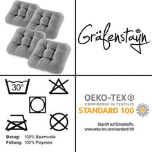 Gräfenstayn® Set di 4 Cuscini di Seduta Cuscino Sedia 38cmx38cmx8cm per Interno ed Esterno - 100% Cotone - Molti Colori - Imbottitura Spessa Cuscino Trapuntato/Cuscino per Pavimento (Antracite)