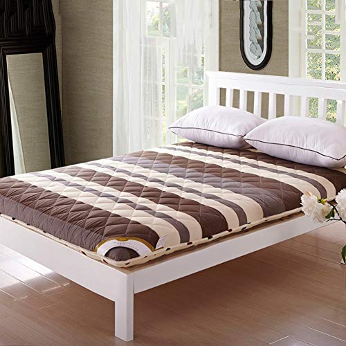 LoveHouse - Coprimaterasso spesso in cotone, anallergico trapuntato, tappetino giapponese Futon Tatami, 10 cm, marrone 120 x 200 cm