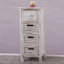 Mendler Serie Vintage scaffale cassettiera Legno paulonia 4 cassetti 25x30x74cm Bianco