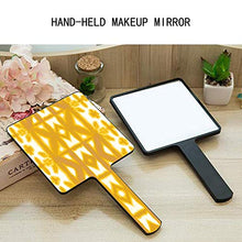Specchio a mano, giallo pima shibori quadrato palmare specchio con manico per trucco trucco casa salone viaggio uso 9 cm L x 16 cm L