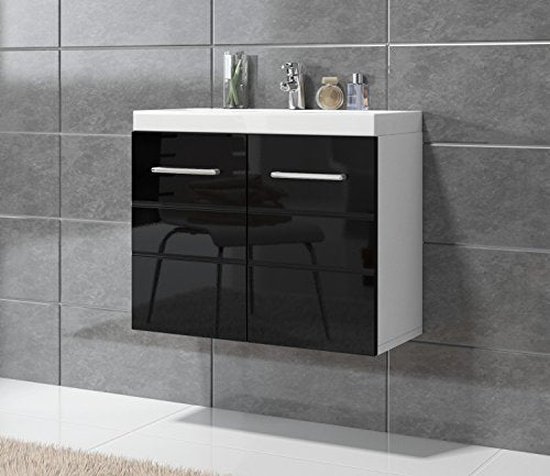 Badplaats Mobili da bagno Toledo 01 60 x 35 cm Nero lucido - armadietto mobile lavello vanità