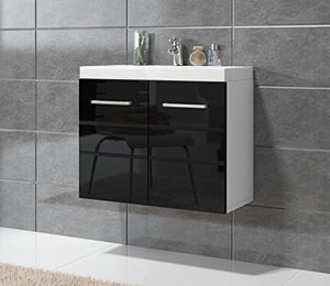 Badplaats Mobili da bagno Toledo 01 60 x 35 cm Nero lucido - armadietto mobile lavello vanità