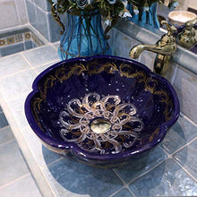 Jgophu Lavabo in porcellana Artistic fatto a mano in porcellana Countertop lavabo in ceramica blu