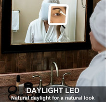 Fancii 10x Specchio ingranditore per Trucco con Luce LED e Ventosa Potente - Specchio cosmetico da Viaggio Illuminato - Specchio da Bagno Portatile, Mira (10X)