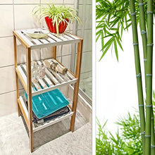 Relaxdays Scaffale da Bagno in bambù, HLP: 80 x 33 x 34 cm, 3 Ripiani, Mobiletto Salvaspazio Cucina, Naturale Bianco, Legno