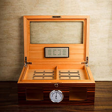 DZSF Legno di Cedro Cigar Humidor con la Serratura, Spell Fiore Vernice Trasparente in Vetro Visibile Cigar Humidor Box con umidificatore e igrometro detiene Il 60 Sigari