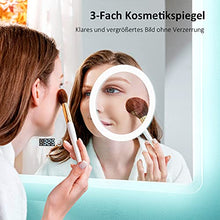 EMKE Specchio bagno LED 80 x 60 cm con luce bianca fredda con interruttore tattile, anti-appannamento, specchio per il trucco con ingrandimento 3 volte IP44