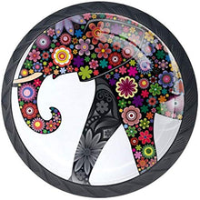 Tatuaggio elefante colorato Pomelli per Porta Set di 4 Pomelli per Mobili Manopole per Cassetti Cucina Armadio Vetro