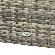 Outsunny Mobili da Giardino in Rattan Salotto da Esterno Set 4 Pezzi con Divano, Tavolino Regolabile e Pouf, Grigio