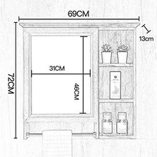 RXDP Armadietto a specchio da bagno, specchio da trucco rettangolare a parete, con armadio portasciugamani, 5 vani portaoggetti/B / 69cm / 2