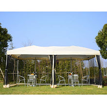 Outsunny Gazebo da Giardino Pieghevole con Zanzariere Impermeabile Borsa da Trasporto Montaggio Facile Polietilene 3x6m Beige