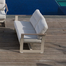 Divano da Esterno L 76 cm - H 73 cm- Cuscini antimacchia, Colori Bianco e Grigio, Struttura in Alluminio, Resistente all'Usura e agli Agenti atmosferici