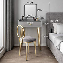 ZRN Tavolo da Trucco Set da toeletta, Tavolo da Trucco con Specchio Quadrato e Sgabello Imbottito, toletta in MDF per Camera da Letto con cassetti Bianchi