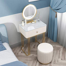 Tavolo Da Trucco Con Cassetti,Interruttore Touch Screen & Sgabello Imbottito Per Camera Da Letto,Specchiera Tavolo Cosmetici Tavolo Cosmetici Con Specchio Con Luce Led-Bianco 40x40x75cm(16x16x30inch)
