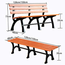 Panchina da Giardino Vintage All'aperto, 120 Cm / 150 Cm, Panca per Patio in Legno di Plastica per 3 Persone con Schienale E Bracciolo, Struttura in Ghisa Robusta E Durevole