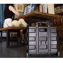 LIUJIE Carrello Utility con Carrello Pieghevole a Due Ruote con Scatola di immagazzinaggio del Tronco del Carrello Auto Leggero e Portatile, con Sedile, Peso Leggero, Nero,Verde