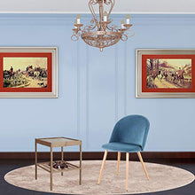N/A Set di 4 sedie da pranzo con gambe in morbido velluto e gambe in legno, perfette per cucina, soggiorno, camera da letto bar (blu)