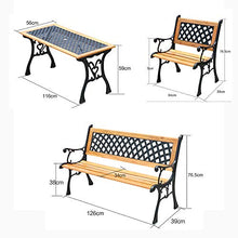 outdoor furniture Panchina da Esterno in Ferro battuto, Panca da Giardino con Schienale e braccioli, Seduta da Esterno a 3 posti in Legno massello anticorrosivo, Adatta a parchi e verande