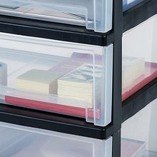 Iris Ohyama, Torre di stoccaggio, 4 cassetti da 30 L con ruote, plastica robusta, ufficio, Garage - Smart Wide Chest SWC-504 - Nero