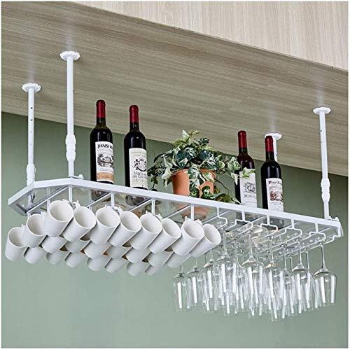 HZWLF Portabicchieri da Vino Rosso, Decorazione bancone Bar Europeo Capovolto, Appendiabiti, Sospensione per calici Domestici, portabottiglie con Luce Natalizia