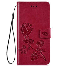 Robinsoni Cover Compatibile con Samsung Galaxy J8 2018 Case Scintillare Glitters Lucido Portafoglio Libro Custodia Retro 3D Rosa Stampato Pelle PU Libretto Cover Foglio Flip Magnetica Caso, Rosso