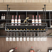 Porta bottiglie da vino Portabottiglie e portabicchieri da soffitto, mensola portabottiglie industriale regolabile per parete, supporto sospeso a 2 strati per bar, mensola per vino in ferro metalli