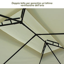 Outsunny Gazebo da Giardino 3x4m in Metallo con Doppio Tetto 4 Tende Laterali Crema