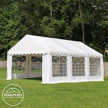 TOOLPORT Tendone per Feste 4x6 m PVC Grigio-Bianco 100% Impermeabile Gazebo da Giardino Tendone da Esterno Tenda Party