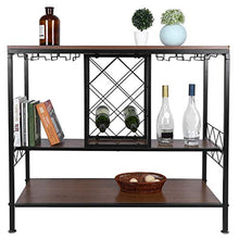 Cantinetta Portabottiglie di Vino, in Legno MDF + Ferro, Scaffale Porta Bottiglie a 3 Ripiani, con un Gli Scaffali Aperti, per Vino, Acqua, Spumante, Champagne, 39,7x105x88,5 cm