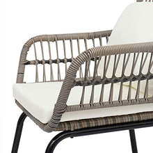 Set Di Mobili Da 3 Pezzi Patio Portico, Interni All'aperto All-Meteo Conversazione Di Vimini Bistrot Bistro Set, Set Di Mobili Da Giardino, Set Di Conversazione in Patio Clearance, Cuscini Inclusi