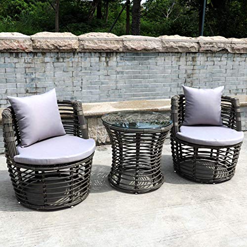 N/Z Attrezzature quotidiane Patio Portico Set di mobili 3 Pezzi Sedia in Vimini Villa Tavoli e sedie Cortile Hotel Terrazza Combinazione di Tavolo e Sedia per Il Tempo Libero
