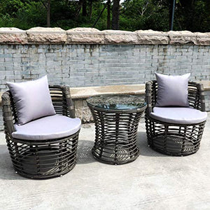 N/Z Attrezzature quotidiane Patio Portico Set di mobili 3 Pezzi Sedia in Vimini Villa Tavoli e sedie Cortile Hotel Terrazza Combinazione di Tavolo e Sedia per Il Tempo Libero
