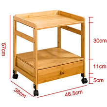 DGHJK Mobili per la casa, Armadio Portatile sul Lato del Divano con rotelle Soggiorno Mini tavolino in bambù Scaffale a 2 Ripiani con cassetti Comodino Camera da Letto, 46,5x38x57CM