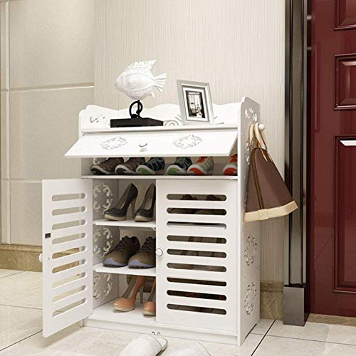 Wyxy 5 Ripiani Mobile scarpiera Mobile Armadio Multiuso mobili Stile cieco per Bagno Comodino credenza Moderna per Ingresso Soggiorno Camera da Letto, Bianco, 64 x 32 x 87 cm