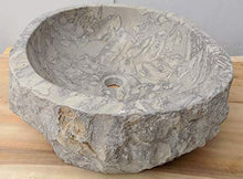 Marblechic - Lavandino in Marmo Grigio maculato Ovale cm 51x41x16 lavabo Stone bucciardato
