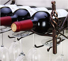 TFACR Espositore per Bottiglie di Vino in Ferro e Vetro da Vino Portabottiglie da Vino a Parete 4 Bottiglie di Vino e 6 Bicchieri da Vino in Vetro per Regali