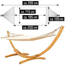XXL Amaca per Due con Struttura in Legno Naturale Porta Amache Lettino da Sole Beige